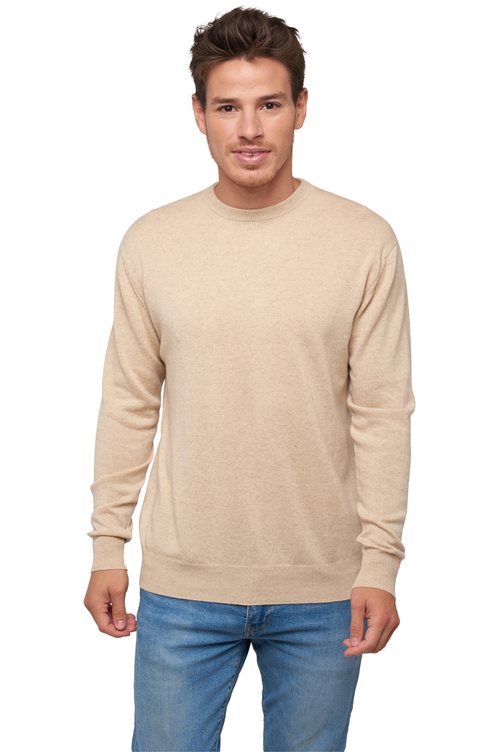 Cachemire Naturel pull homme col rond natural ness 4f natural beige s